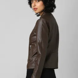 Only Brown Regular Fit Biker Jacket image 2