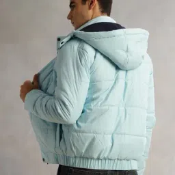 Thomas Scott Blue Regular Fit Checks Hooded Jacket image 2