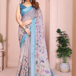 Okom Floral Linen Blend Saree-picture-20