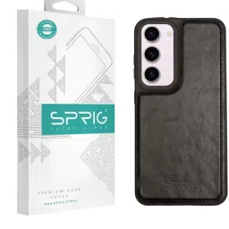Sprig Glossy Leather Back Cover for SAMSUNG Galaxy S23 5G (Black) image 1