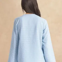 RAREISM Blue Cotton Blend Solid Long Sleeves Top image 2