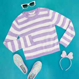Pantaloons Junior Kids Off-White & Purple Striped Full Sleeves Sweater-picture-25