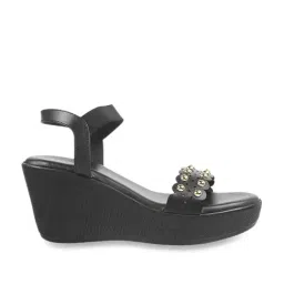 Metro Women's Black Ankle Strap Wedges-picture-37