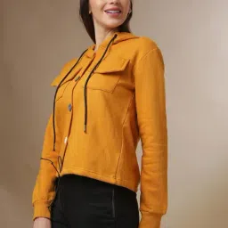 Campus Sutra Yellow Regular Fit Hoodie image 3