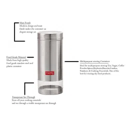 HAZEL Silver Stainless Steel Storage Container (950 ml) - Set of 1 image 4