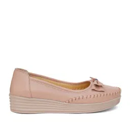 Shoetopia Women's Peach Wedge Loafers image 2