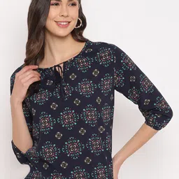 Mayra Blue Printed Crepe Blouson Top-picture-48