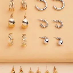 Karatcart Gold-Tone Plated Earrings for Women Pack of 9-image-43