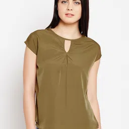 WISSTLER Women Olive Green Solid Top-image-26