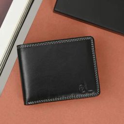 Clog London Black Leather Small Bi-Fold Wallet for Men-picture-0