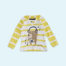 Pantaloons Baby Mustard & White Cotton Printed Full Sleeves T-Shirt-picture-16