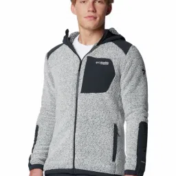 Columbia White & Black Regular Fit Colour Block Reversible Hoodie-image-99