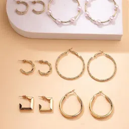 Karatcart Gold-Tone Plated Earrings for Women Pack of 9-image-94