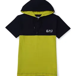 Gini & Jony Boys Green & Black Cotton Color Block T-Shirt image 3