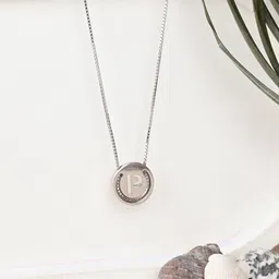 TOUCH925 Silver Circular Initial P Minimal Chain-picture-44