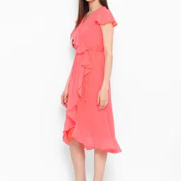 StyleStone Coral Regular Fit High Low Dress image 4