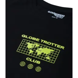 Gini & Jony Kids Black & Green Cotton Printed T-Shirt image 4