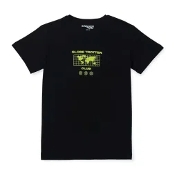 Gini & Jony Kids Black & Green Cotton Printed T-Shirt image 1