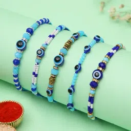 Aapno Rajasthan Multi Evil Eye Casual Rakhi with Roli Chawal & Greetings Card-picture-11