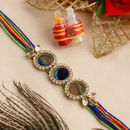 PANASH Men Gold Plated Stone Studded Thread Rakhi-picture-31