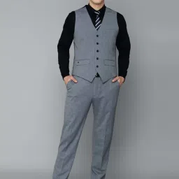 Louis Philippe Permapress Grey Slim Fit Checks Three Piece Suits image 3