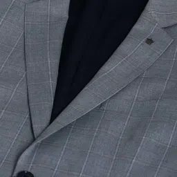 Louis Philippe Permapress Grey Slim Fit Checks Three Piece Suits image 4