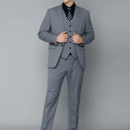 Louis Philippe Permapress Grey Slim Fit Checks Three Piece Suits image 5