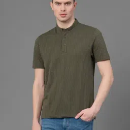 Red Tape Dark Olive Regular Fit Self Pattern Henley T-Shirt-picture-16