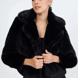 Femmella Black Regular Fit Jacket-image-45