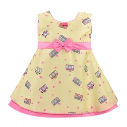 Wish Karo Girls Yellow Printed Fit and Flare Dress-image-52