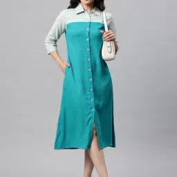 Cottinfab Blue Colourblock Dress image 3