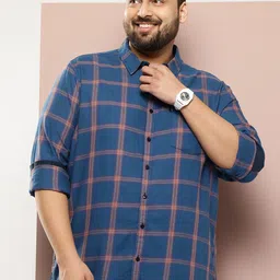 Sztori Plus Size Pure Cotton Checked Casual Shirt-picture-31