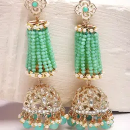 Karatcart Gold-Tone Plated Green Earrings for Women-picture-15