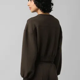 Only Brown Regular Fit Cropped Sweatshirt image 2