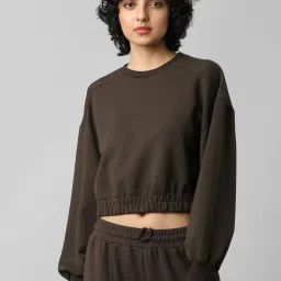 Only Brown Regular Fit Cropped Sweatshirt image 1