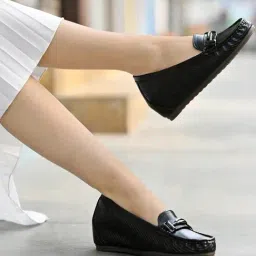 Shoetopia Kids Black Wedge Loafers-image-37