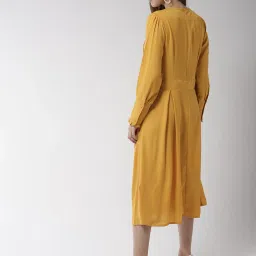 StyleStone Mustard Regular Fit & Flare Dress image 2