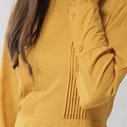 StyleStone Mustard Regular Fit & Flare Dress image 4