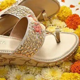 Rocia by Regal Women's Golden Toe Ring Wedges-picture-24