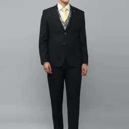 Louis Philippe Gods & Kings Navy Blue Slim Fit Self Pattern Three Piece Suits image 1