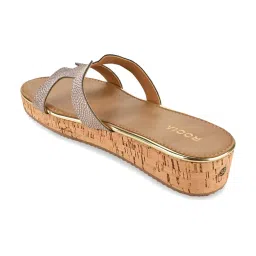 Rocia by Regal Women's Antique Gold Casual Wedges image 5