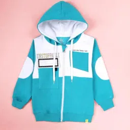 Kiddopanti Boys Turquoise and White Printed Sweatshirt-image-71