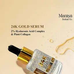 Manisa Beaute Co. 24K Gold Serum With 2% Hyaluronic Acid & Plant Collagen - 30 ml image 2
