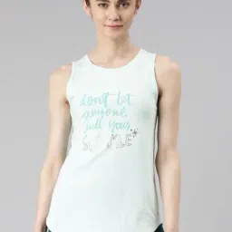 Enamor Blue Cotton Graphic Print Tank Top-image-91