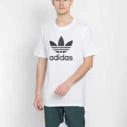 Adidas Originals White Cotton Regular Fit Logo Printed Sports T-Shirt-image-52
