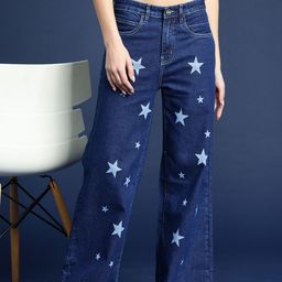 Mast & Harbour Women Wide Leg Printed Jeans-picture-6
