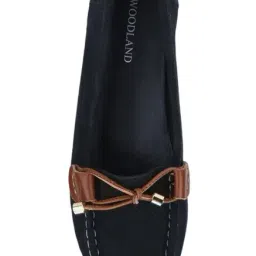 Woodland Women's Navy & Tan Moccasins image 3