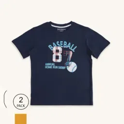 Pantaloons Junior Navy & Yellow Cotton Printed T-Shirt (Pack of 2)-image-70