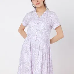 Zink London White & Lavender Printed Shirt Dress-picture-15