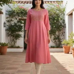 Rangita Pink Rayon Kurta image 4
